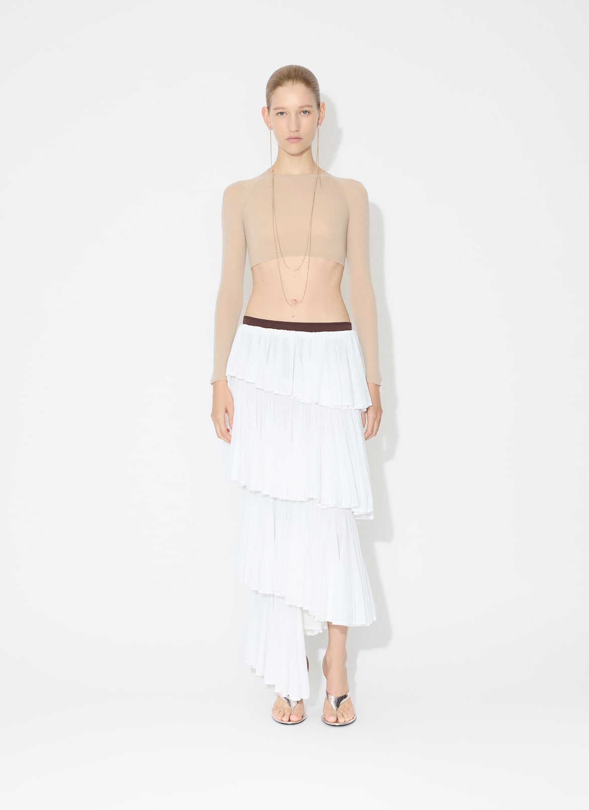 KNIT SPIRAL SKIRT ALAÏA WHITE  KNIT SPIRAL SKIRT